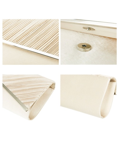 florist（フローリスト）の「【2way】アシンメトリープリーツオケージョンサテンクラッチバッグ（クラッチバッグ・レディース・シルバー/ブラック/クリーム・FREE）」の12枚目の写真