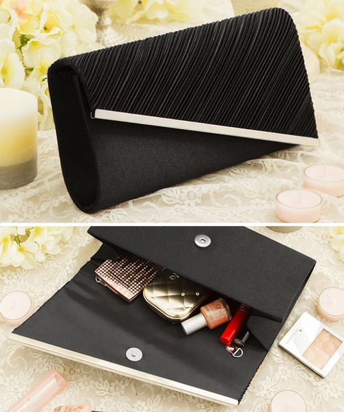 florist（フローリスト）の「【2way】アシンメトリープリーツオケージョンサテンクラッチバッグ（クラッチバッグ・レディース・シルバー/ブラック/クリーム・FREE）」の11枚目の写真