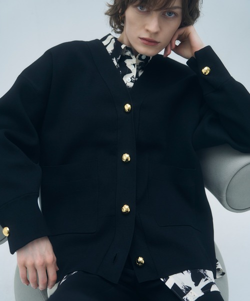 ADAM ET ROPE' アダムエロペ ロゴボタンミドルカーディガン ADAM ET ROPÉ FEMME(アダム エ ロペ ファム) / 【再入荷