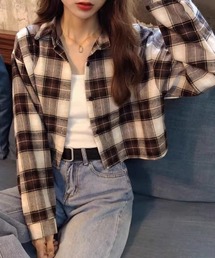 ショート丈チェックシャツ