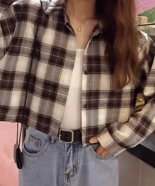 セール】ショート丈チェックシャツ（シャツ/ブラウス）｜CELENA BEATS