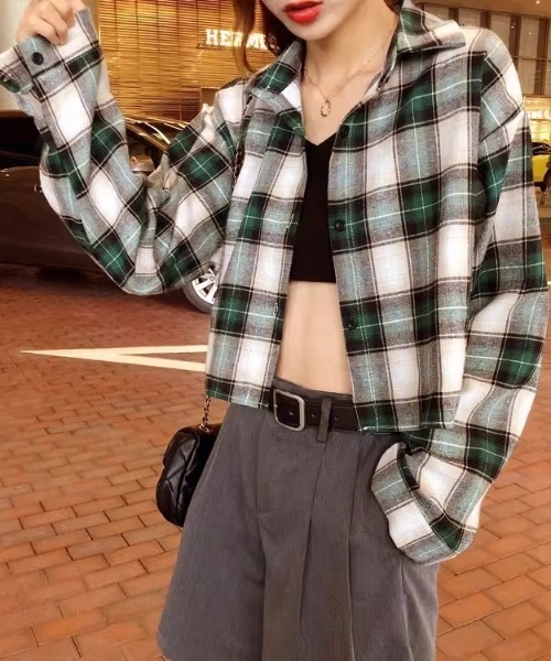セール】ショート丈チェックシャツ（シャツ/ブラウス）｜CELENA BEATS