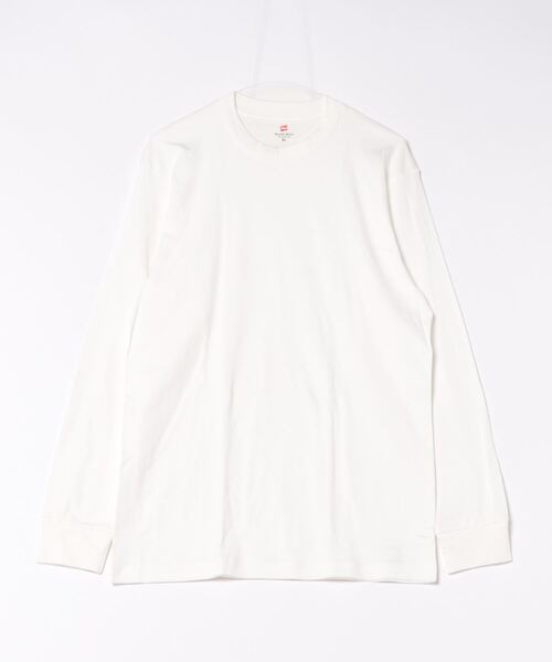 HANES(ヘインズ)の「【HANES/ヘインズ】クルーネックスムースロングスリーブT HM4-A204(Tシャツ/カットソー・メンズ・ホワイト/ブラック・MEDIUM/LARGE/X-LARGE)」の1枚目の写真