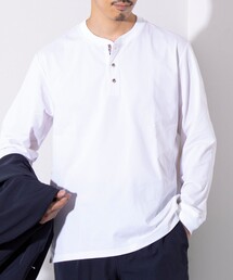 【GLOSTER/グロスター】パラシュートボタン ヘンリーネック 天竺 長袖Tシャツ ロンT