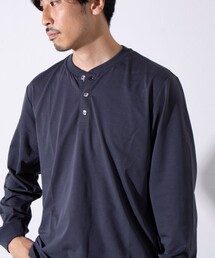 【GLOSTER/グロスター】パラシュートボタン ヘンリーネック 天竺 長袖Tシャツ ロンT
