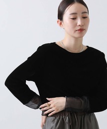 Gready Brilliant | ベロア袖ボートネックチュールカットソー(Tシャツ/カットソー)