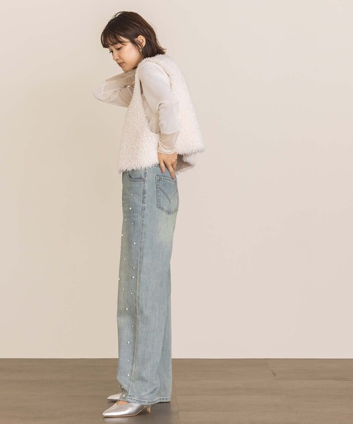 Gready Brilliant(グレディブリリアン)の「ベロア袖ボートネックチュールカットソー(Tシャツ/カットソー・レディース・アイボリー/ブラック/グレー・FREE)」の12枚目の写真