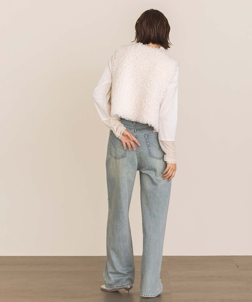 Gready Brilliant(グレディブリリアン)の「ベロア袖ボートネックチュールカットソー(Tシャツ/カットソー・レディース・アイボリー/ブラック/グレー・FREE)」の13枚目の写真