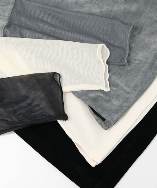 Gready Brilliant(グレディブリリアン)の「ベロア袖ボートネックチュールカットソー(Tシャツ/カットソー・レディース・アイボリー/ブラック/グレー・FREE)」の9枚目の写真