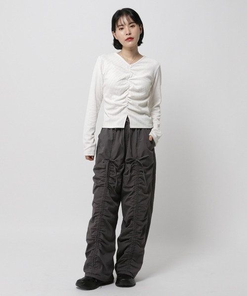 3.3 Field Trip （3.3フィールドトリップ）の「3.3 Field Trip／センターシャーリング長袖T（Tシャツ/カットソー・レディース・ブラック/ホワイト/ネイビー・FREE）」の4枚目の写真