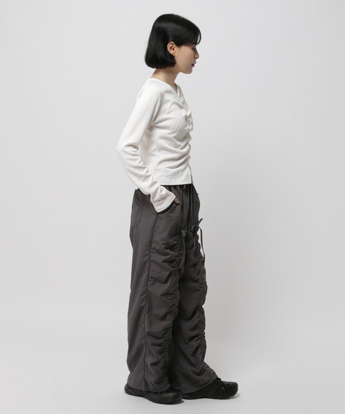 3.3 Field Trip （3.3フィールドトリップ）の「3.3 Field Trip／センターシャーリング長袖T（Tシャツ/カットソー・レディース・ブラック/ホワイト/ネイビー・FREE）」の5枚目の写真