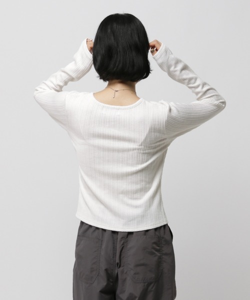 3.3 Field Trip （3.3フィールドトリップ）の「3.3 Field Trip／センターシャーリング長袖T（Tシャツ/カットソー・レディース・ブラック/ホワイト/ネイビー・FREE）」の8枚目の写真