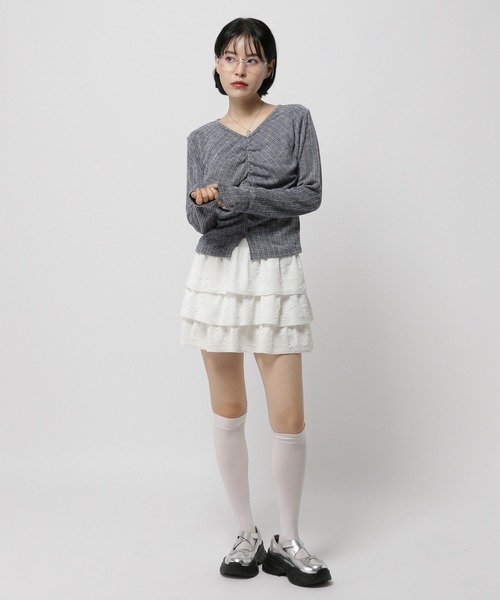 3.3 Field Trip （3.3フィールドトリップ）の「3.3 Field Trip／センターシャーリング長袖T（Tシャツ/カットソー・レディース・ブラック/ホワイト/ネイビー・FREE）」の11枚目の写真