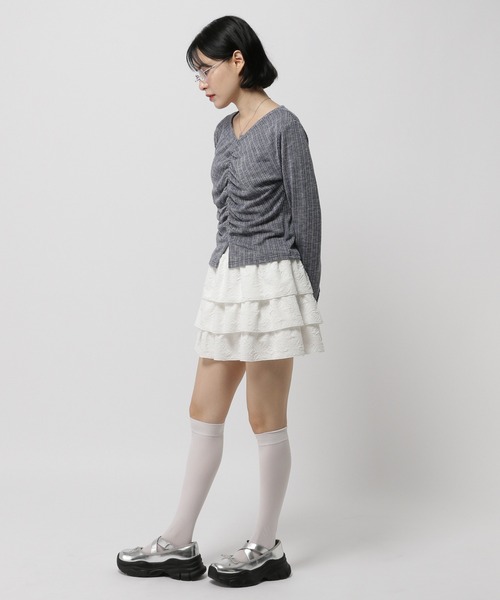 3.3 Field Trip （3.3フィールドトリップ）の「3.3 Field Trip／センターシャーリング長袖T（Tシャツ/カットソー・レディース・ブラック/ホワイト/ネイビー・FREE）」の12枚目の写真