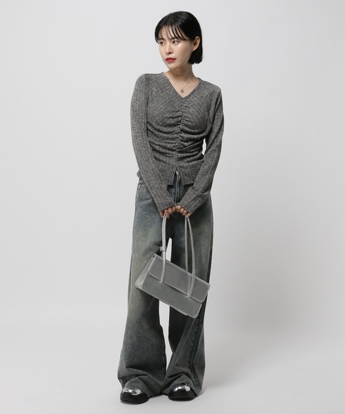 3.3 Field Trip （3.3フィールドトリップ）の「3.3 Field Trip／センターシャーリング長袖T（Tシャツ/カットソー・レディース・ブラック/ホワイト/ネイビー・FREE）」の16枚目の写真