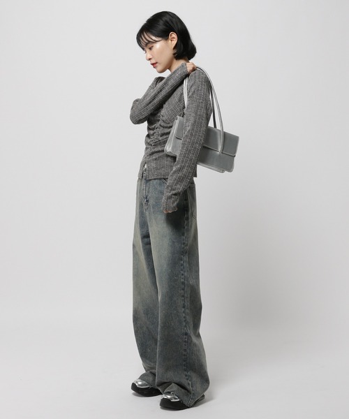 3.3 Field Trip （3.3フィールドトリップ）の「3.3 Field Trip／センターシャーリング長袖T（Tシャツ/カットソー・レディース・ブラック/ホワイト/ネイビー・FREE）」の17枚目の写真