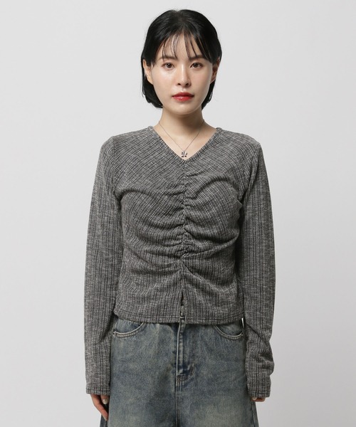 3.3 Field Trip （3.3フィールドトリップ）の「3.3 Field Trip／センターシャーリング長袖T（Tシャツ/カットソー・レディース・ブラック/ホワイト/ネイビー・FREE）」の22枚目の写真