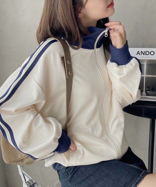 TREOVER（トレオーバー）の「オーバーサイズトラックジャケット（ブルゾン・レディース・ボルドー/グレー/ブラック/アイボリー/ネイビー・FREE）」の19枚目の写真