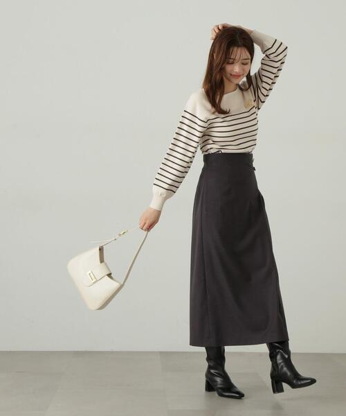 PROPORTION BODY DRESSING（プロポーションボディドレッシング）の「ラップ風タックナロースカート / 1214220107（スカート・レディース・ホワイト系その他/ピンク/ダークグレー・MEDIUM/SMALL）」の3枚目の写真