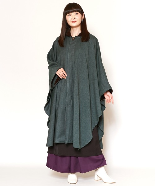 カヤ（カヤ）の「【カヤ】寒の着ケープコート（その他アウター・レディース・グリーン系その他/スミクロ/グレー・FREE）」の5枚目の写真