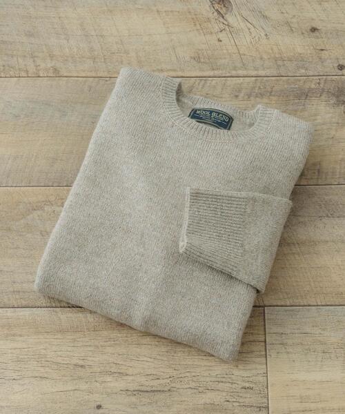 ITEMS URBANRESEARCH(アイテムズ アーバンリサーチ)の「ウール混 クルーネック ニット(ニット/セーター・メンズ・ベージュ/ブラック/チャコールグレー・MEDIUM/LARGE)」の3枚目の写真