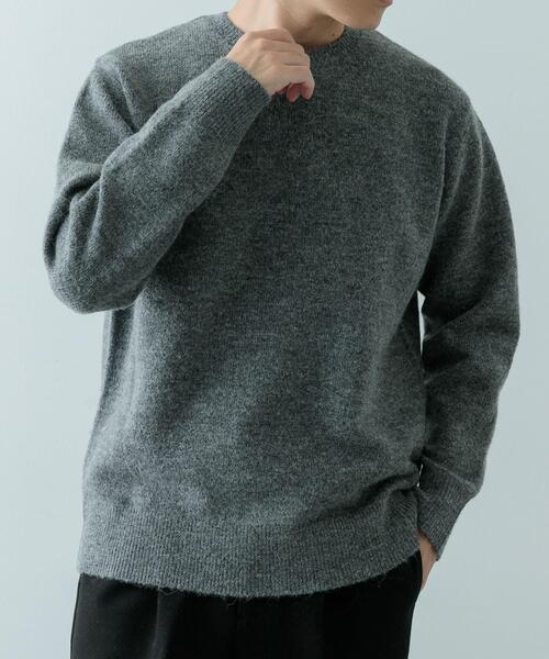 ITEMS URBANRESEARCH(アイテムズ アーバンリサーチ)の「ウール混 クルーネック ニット(ニット/セーター・メンズ・ベージュ/ブラック/チャコールグレー・MEDIUM/LARGE)」の4枚目の写真