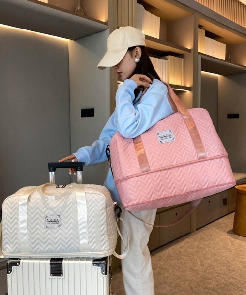 Miniministore(ミニミニストア)の「拡張ファスナーボストンバッグ ポーチ付き(ボストンバッグ・レディース・ラベンダー/ネイビー/パープル/ミント/ピンク/ダークグリーン/オフホワイト/ブラック・FREE)」の9枚目の写真