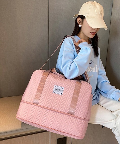 Miniministore(ミニミニストア)の「拡張ファスナーボストンバッグ ポーチ付き(ボストンバッグ・レディース・ラベンダー/ネイビー/パープル/ミント/ピンク/ダークグリーン/オフホワイト/ブラック・FREE)」の10枚目の写真