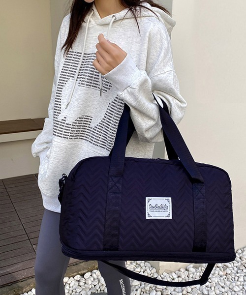 Miniministore(ミニミニストア)の「拡張ファスナーボストンバッグ ポーチ付き(ボストンバッグ・レディース・ラベンダー/ネイビー/パープル/ミント/ピンク/ダークグリーン/オフホワイト/ブラック・FREE)」の21枚目の写真