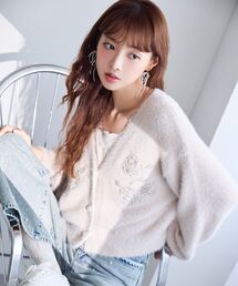 MAJESTIC LEGON | キラキラビーズ刺繍シャギーカーデ(カーディガン/ボレロ)