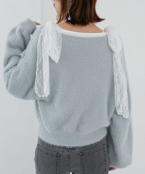 MAJESTIC LEGON（マジェスティックレゴン）の「キラキラビーズ刺繍シャギーカーデ（カーディガン/ボレロ・レディース・ピンク/ライトグレー/アイボリー/ブルー系その他5・MEDIUM）」の22枚目の写真