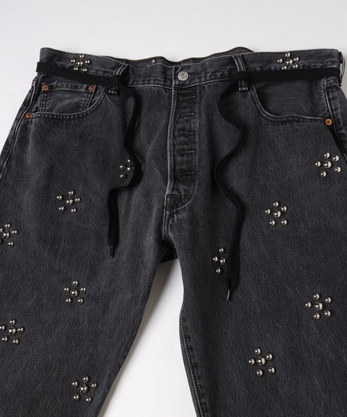DISCOVERED（ディスカバード）の「Flower Ramponi Studs Denim Pants（デニムパンツ・メンズ・インディゴブルー/ブラック・FREE）」の16枚目の写真