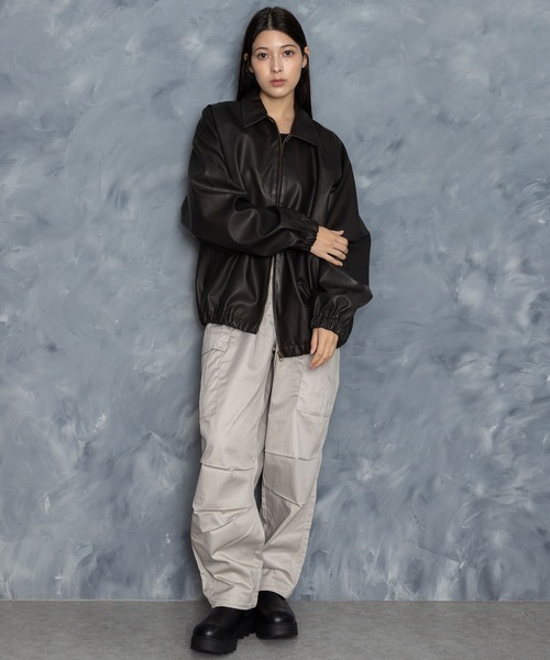 Starting Over(スターティングオーバー)の「Vintage-like synthetic leather blouson/ヴィンテージライク PUレザー ブルゾン(ブルゾン・メンズ・ブラウン系その他/ブラック/ブラウン/ブラック系その他・L/M/XL)」の17枚目の写真