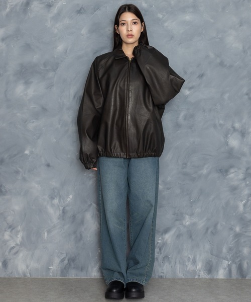 Starting Over(スターティングオーバー)の「Vintage-like synthetic leather blouson/ヴィンテージライク PUレザー ブルゾン(ブルゾン・メンズ・ブラウン系その他/ブラック/ブラウン/ブラック系その他・L/M/XL)」の20枚目の写真