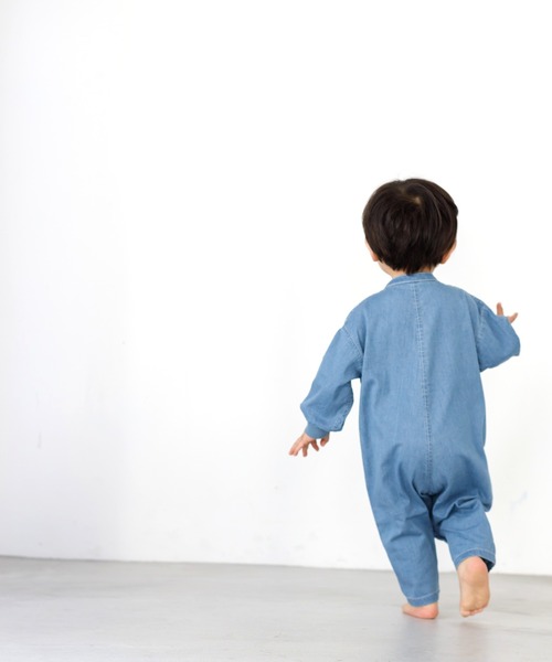 MAKE YOUR DAY（メイクユアデイ）の「バンドカラーカバーオール（ロンパース・キッズ・イエロー/カーキ/ブルー・70/80）」の7枚目の写真