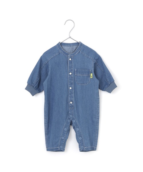 MAKE YOUR DAY（メイクユアデイ）の「バンドカラーカバーオール（ロンパース・キッズ・イエロー/カーキ/ブルー・70/80）」の9枚目の写真