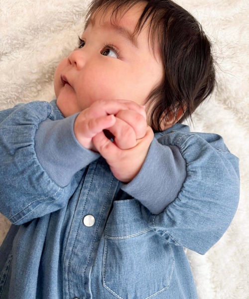 MAKE YOUR DAY（メイクユアデイ）の「バンドカラーカバーオール（ロンパース・キッズ・イエロー/カーキ/ブルー・70/80）」の19枚目の写真