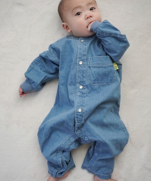 MAKE YOUR DAY（メイクユアデイ）の「バンドカラーカバーオール（ロンパース・キッズ・イエロー/カーキ/ブルー・70/80）」の21枚目の写真