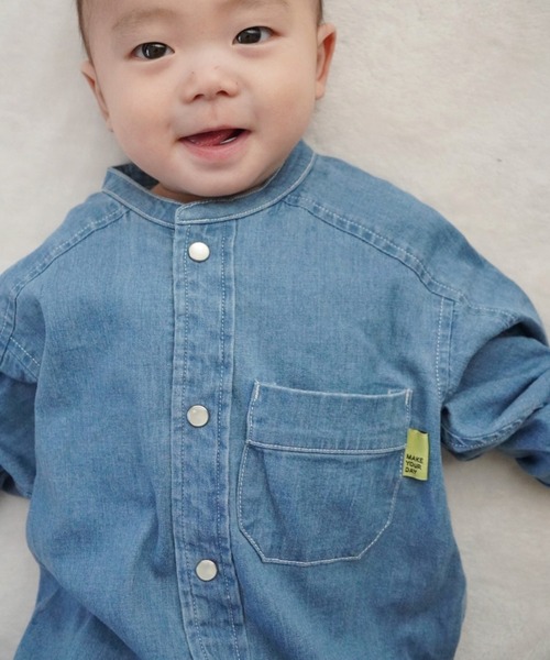 MAKE YOUR DAY（メイクユアデイ）の「バンドカラーカバーオール（ロンパース・キッズ・イエロー/カーキ/ブルー・70/80）」の22枚目の写真