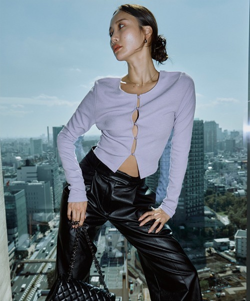 AMBIENT（アンビエント）の「2ウェイロングスリーブトップス（Tシャツ/カットソー・レディース・ネイビー/ラベンダー/ホワイト/ブラウン/グレー/ブラック/カーキ・FREE）」の12枚目の写真