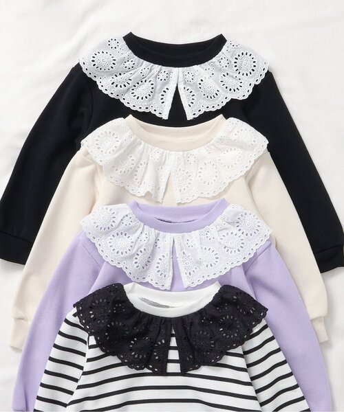 apres les cours(アプレレクール)の「【WEB限定】レースフリル衿トレーナー(スウェット・キッズ・ラベンダー/ブラック/キナリ/その他2・80/120/140/130/110/100/90)」の5枚目の写真