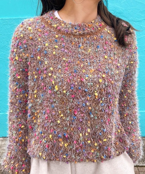 ミックスカラーシャギーニット (comochi select) / ぽこぽこ セーター