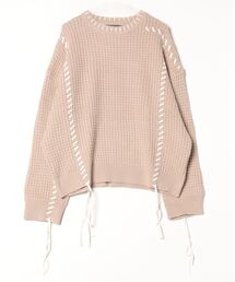 GEN_DAI ゲンダイ 24AW CREW KNIT レースアップオーバーサイズクルーネックニット Free ベージュ セーター トップス【中古】【GEN_DAI】 GEN_DAI ゲンダイ 24AW CREW KNIT レースアップオーバーサイズクルー