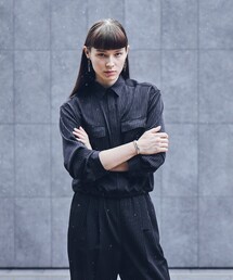 COMME CA | 【ブライトリーセットアップ】サテンストライプ シャツジャケット(ブルゾン)