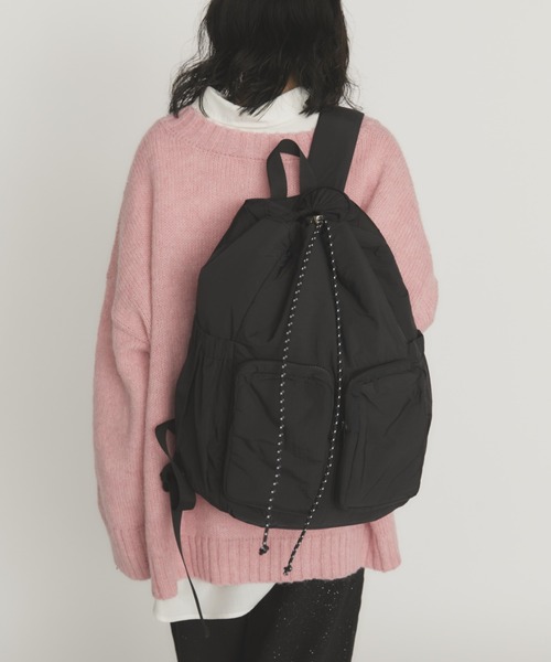 MERLOT（メルロー）の「パデットアウトポケットバックパック（バックパック/リュック・レディース・ブラック/ホワイト・FREE）」の7枚目の写真