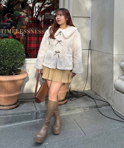 【ZOZO先行/インフルエンサー企画】リボンボアブルゾン（ブルゾン）｜APPORTE PAR LES MARCHES（アポルテパーレマルシェ）