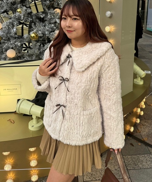 【ZOZO先行/インフルエンサー企画】リボンボアブルゾン（ブルゾン）｜APPORTE PAR LES MARCHES（アポルテパーレマルシェ）