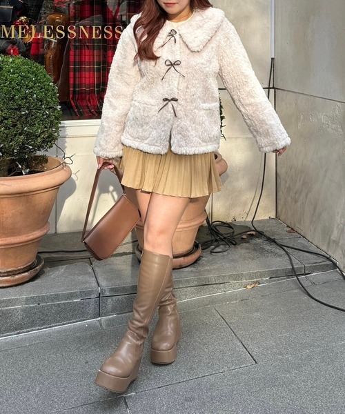 【ZOZO先行/インフルエンサー企画】リボンボアブルゾン（ブルゾン）｜APPORTE PAR LES MARCHES（アポルテパーレマルシェ）