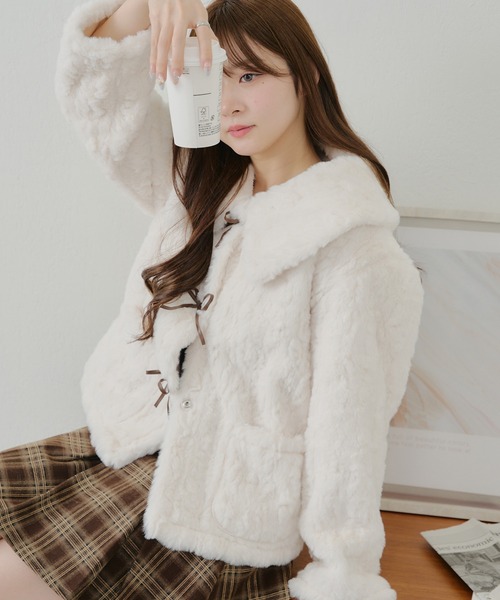 【ZOZO先行/インフルエンサー企画】リボンボアブルゾン（ブルゾン）｜APPORTE PAR LES MARCHES（アポルテパーレマルシェ）