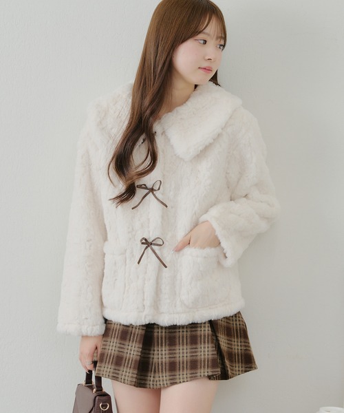 【ZOZO先行/インフルエンサー企画】リボンボアブルゾン（ブルゾン）｜APPORTE PAR LES MARCHES（アポルテパーレマルシェ）